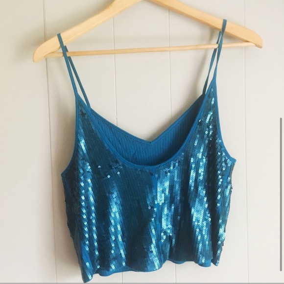 Express Sequin Embellished Crop Top Tank - Picture 9 of 9